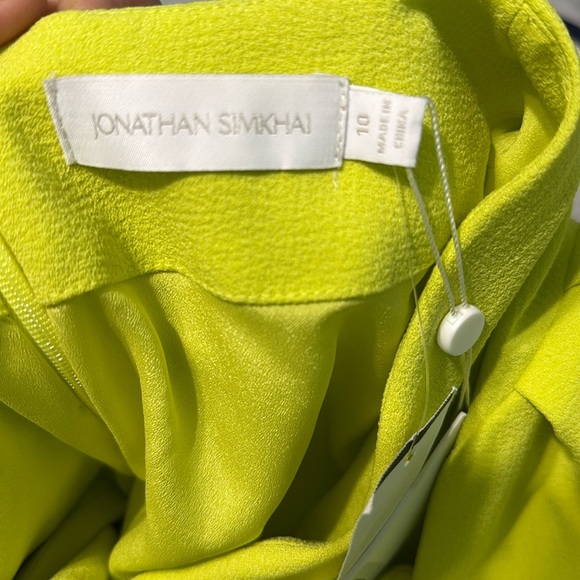 Jonathan Simkhai Kayleigh Ripple Crepe Mini Dress in Lime Size 10 NWT - Picture 7 of 8
